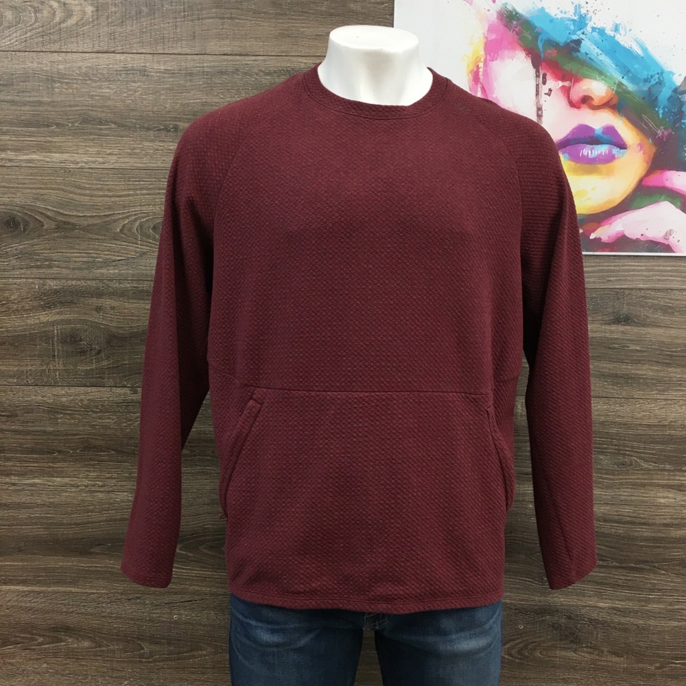 Lululemon At Ease Crewneck Pullover Red Textured Sweatshirt XL LM3COXS